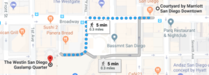 Map of meeting venue (Westin) and overflow hotel (Courtyard).